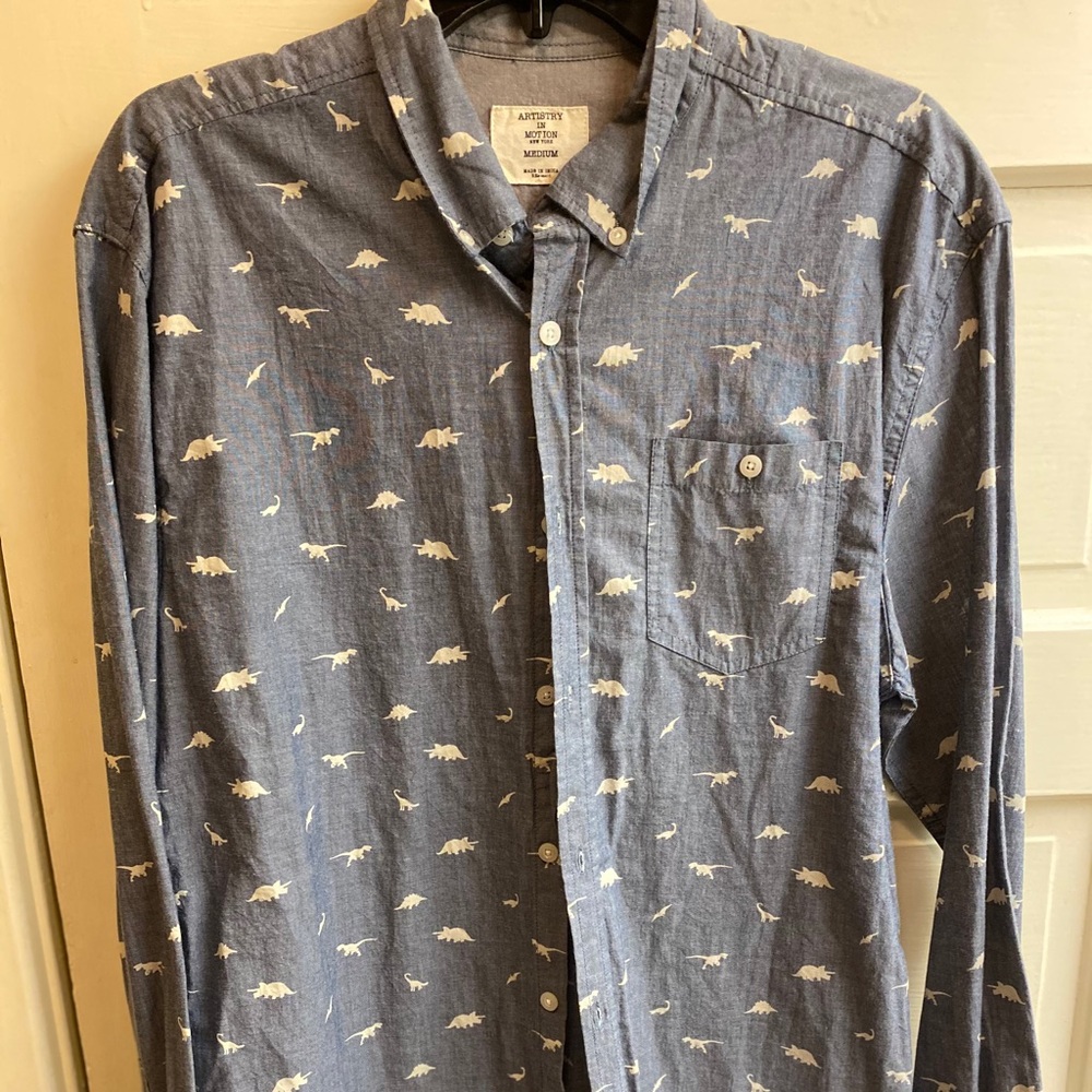 Blue “denim” dinosaur artistry in motion shirt